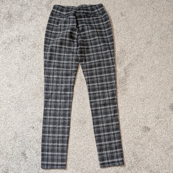CALVIN KLEIN Gray Plaid Stretchy Mid-Rise Pull-On Casual Skinny Pants; Size 2 - Picture 2 of 5